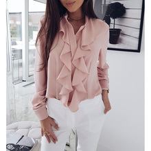 Women Office Shirt Casual Long Sleeve Ruffles Blouse Women Solid Buttons Ladies Shirts 2018 Autumn Winter Tops Blusas WS9889M 2024 - buy cheap
