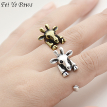 Кольцо для пары Fei Ye Paws, регулируемое кольцо в стиле панк с жирафами, в стиле ретро, кольцо на палец средней длины с животными, кольца для женщин и девочек, украшения для вечеринок 2024 - купить недорого