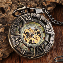 Retro Hollow Ssteampunk Men Pocket Watch Mechanical Cool Design FOB Chain Bronze Pocket Watch Men relojes de bolsillo 2024 - buy cheap