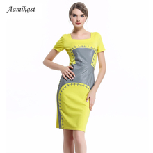 Женское платье-карандаш с принтом Aamikast, вечернее облегающее платье с квадратным воротником, лето-осень 2019 2024 - купить недорого