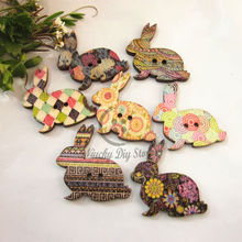Animal buttons 50pcs Retro mixed patterns rabbit scrapbooking buttons wood craft decorative material diy accessories 2024 - buy cheap