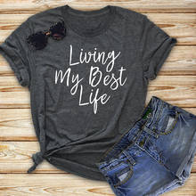 Женская футболка с надписью Tumblr, Повседневная стильная футболка с надписью «Life My Best Life», одежда для девочек 2024 - купить недорого
