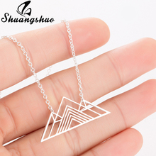 Shuangshuo Trendy Art Deco Triangle Necklace Mountain Charm Geometric Necklaces Hiking Outdoor Mountain Range Pendants Necklaces 2024 - buy cheap
