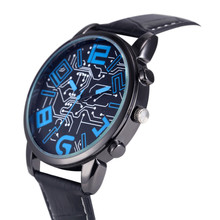 Роскошные мужские часы с кожаным ремешком, аналоговые кварцевые спортивные наручные часы с круглым цифровым циферблатом, деловые часы B30 2024 - купить недорого