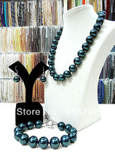 Envío Gratis> 100% real 12 MM negro Shell collar de perlas conjunto de pendientes de pulsera AAA 2024 - compra barato