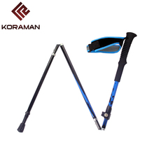 KORAMAN new Outdoor trekking pole Carbon ultra-thin telescopic lock folding walking stick straight handle hiking crutch 1516 2024 - buy cheap