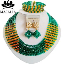 Majalia conjunto de joias de casamento africano, conjunto de joias, nas cores verde e laranja da rússia, com colar de cristal 6cf023 2024 - compre barato