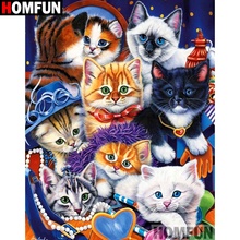 Homfun pintura completa quadrada/redonda do diamante 5d diy "animal gato" bordado ponto de cruz 3d decoração de casa a10377 2024 - compre barato