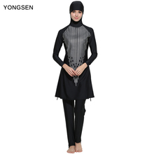 YONGSEN Women Printed Floral Modest Muslim Swimwear Hijab Muslimah Islamic Swimsuit Sport Clothing Plus Size Burkinis 2024 - buy cheap