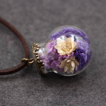 1 Pc "Do not Forget Me" Handmade Glass Bottle Dried Flower Necklace Eternal Flower Pendant Sweater Chain Jewelry for women 2024 - buy cheap