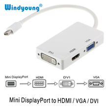 3 в 1 Мини-Порт Thunderbolt Mini DP Male To HDMI DVI VGA Женский адаптер конвертер кабель для Apple MacBook Air Pro iMac 2024 - купить недорого