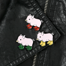 Set of 3 Funny pig with rain boots Pins Brooches Backpack Bags Hats Leather jeckets Accessories Pig jewelry Animal jewelry 2024 - buy cheap