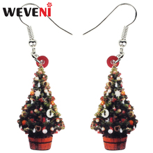 WEVENI-Conjunto de pendientes de acrílico para árbol de Navidad, colgante, regalo de Navidad, joyería de Año Nuevo para mujeres, niñas y adolescentes 2024 - compra barato