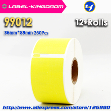 12 Rolls Yellow Color Generic Dymo 99012 Label 36mm*89mm 260Pcs Compatible for LabelWriter400 450 450Turbo 2024 - buy cheap