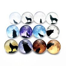 Hot selling 50pcs/lot wolf animal Snap Button Print Glass Snap Charms Fit 18mm DIY Ginger Snap Bracelet Jewelry 2024 - buy cheap