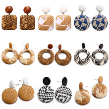 Modyle Multiple 2019 Korea Handmade Bamboo Braid Drop Earrings New Fashion Rattan Vine Knit Long Earrings For Women Girl 2024 - buy cheap