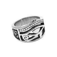 Egyptian Eye of Horus Ra Udjat Amulet Ring Stainless Steel Ring Egypt Pharaoh Eyes Biker Mens Women Ring Wholesale 828B 2024 - buy cheap