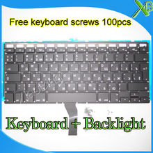 Brand New RU Russian keyboard+Backlight Backlit+100pcs keyboard screws 2010-2015 Years For MacBook Air 13.3" A1369 A1466 2024 - buy cheap