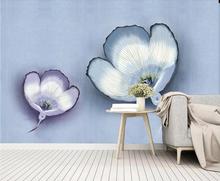 Customized large Nordic fresh 3d hand-painted flowers aesthetic creative background wall 3d mural wallpaper 2024 - buy cheap