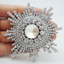 TTjewelry Bride Jewelry Elegant Snowflake Flower Clear Rhinestone Crystal Brooch Pin Fashion Bridesmaid Wedding Jewelry 2024 - buy cheap