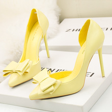 Women Pumps 2019 Fashion Candy Colors High Heels Women Shoes Bowknot Hollow Women Heels Pointed Toes Stiletto 7 Colors 2024 - buy cheap