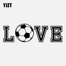 YJZT, 13,3 см * 4,2 см, Виниловая наклейка с надписью Love Football, автомобильная наклейка, футбол, спорт, черный/серебристый цвет 2024 - купить недорого