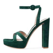 Sandalia Feminina Green Suede Ankle Strap Platform Sandals Peep Toe Cut-out Gladiator Sandals Women Thick Heels Summer Shoes 2024 - buy cheap