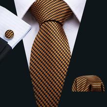 LS-5029-corbatas de seda 100% para hombre, corbatas de tejido Jacquard de color marrón para hombre, juego de corbatas de pañuelo, mancuernas, corbata para el cuello, envío directo 2024 - compra barato