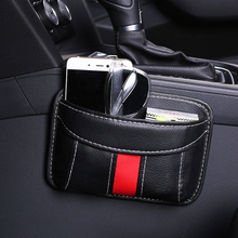 Car phone holder Car storage bag hanging bag car adhesive seat clip leather storage bag mobile phone storage box pu leather 2024 - compre barato