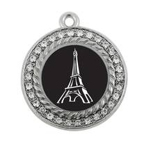 EIFFEL TOWER CIRCLE CHARM ANTIQUE SILVER PLATED JEWELRY 2024 - buy cheap
