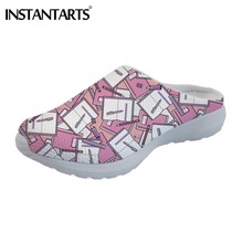 INSTANTARTS Cute Women Flats Shoes Summer Sandals for Teen Girl Cute Notebook Print Pink Woman Mesh Flats Light Slippers Shoes 2024 - buy cheap