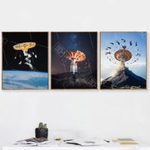 Pósteres e impresiones creativos de paisajes de noria, pintura en lienzo espacial surrealismo para pared de salón, sin marco 2024 - compra barato