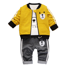 3 Pieces Clothing For Boys Bear Boy Clothes Kids Jacket T-shirt Pants Clothing Sets Baby Fashion Spring Autumn Suit For Children 2024 - buy cheap
