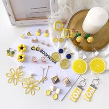 Fashion Yellow Style Fringed Pearl Earrings Exaggerated Flower Geometry Earrings For Women Drop Earrings Jewelry 2024 - buy cheap