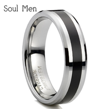 Hot Sale Christmas Gift 6mm Black Mens Unisex Tungsten Carbide Wedding Band Ring Comfort Fit  Polished Big Size 5-13 TU049R 2024 - buy cheap