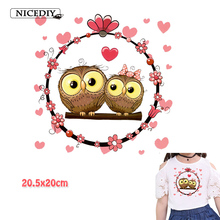 Nicediy Cute Owl Heart Patch Heat Transfer Iron On Patch A-level Washable Clothes Stickers Print By Household Irons Applique DIY 2024 - buy cheap