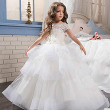 sleeveless Princess Flower Girl Dresses Elegant fluffy  Lace Appliques Cascading Gown Kids Birthday First Communion Dresses 2024 - buy cheap