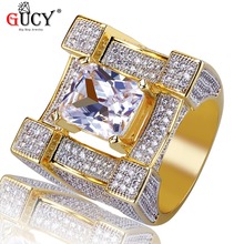 GUCY Hip Hop Ring Micro Pave Cubic Zircon Rings All Iced Out Gold Color Plated Personality Fashion Glamour Jewelry Gift For Men 2024 - buy cheap