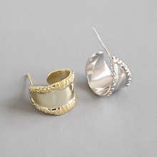Retro 100% 925 sterling silver stud earrings for women, minimalist girls earings gift gold color sterling silver jewelry 2024 - buy cheap