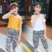 New Style  Summer Baby Girls Clothes Sets Gallus T Shirt+Shorts 2 Pcs Suits Comfortable Cotton Kids 3-14 Year Fashion Suits 2024 - buy cheap