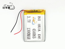 Bateria de polímero de li-po, 1300mah 3.7v 454065 caixa de som de casa inteligente mp3 para dvr, gps, mp3,mp4, celular, alto-falante 2024 - compre barato
