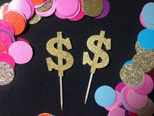 glitter Dollar Sign Party Cupcake Toppers Engagement Bachelorette birthday Wedding Bridal Shower food picks 2024 - buy cheap