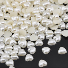 50/100 pcs Beige Plastic Heart Pearl Flatback Acessories 8mm 2024 - buy cheap