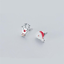 New Arrival Asymmetric Personality Fashion 925 Sterling Silver Jewelry Santa Claus Deer Christmas Gift Women Stud Earrings E188 2024 - buy cheap