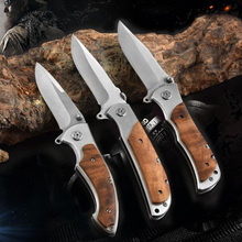 Hunting Folding Knife Camping Survival EDC Handmade Pocket Knives Tactical Combat Tool 7CR18MOV Damascus Wood Handle 2024 - buy cheap