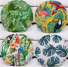 Capa de almofada redonda de algodão, capa de almofada decorativa de plantas tropicais hibisco, flor monstera com folhas verdes 2024 - compre barato