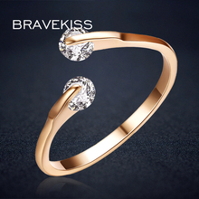 Bravekiss anel de zircônia ur para mulheres, gémeos, rosa, pular, bandas de casamento, anel aberto de punho, joias femininas bjr0013a 2024 - compre barato