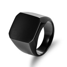 Fashion Rings Square Big Width Punk Rings Stainless Steel Man Finger Silver Black Gold Men Ring Party Jewelry 2024 - buy cheap