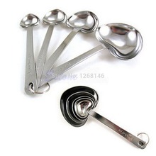 Stainless Steel Heart Shaped Measuring Measure Spoons Cooking Baking Scoop Cup 2024 - buy cheap