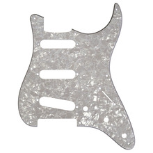 Pleroo Custom Guitar pickgaurd - For 57' 8 Screw Hole Standard St SSS Guitar pickguard Scratch Plate ,  4 Ply White Pearl 2024 - buy cheap